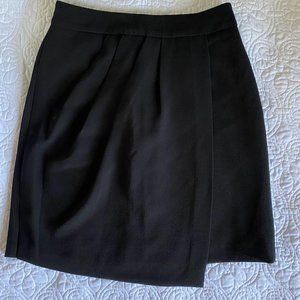 Club Monaco Benellie faux-wrap skirt in textured black crepe, size 2
